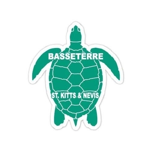 Basseterre St. Kitts And Nevis 4 Inch Green Turtle Shape Decal Sticker