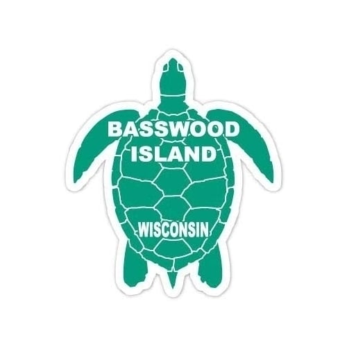 Basswood Island Wisconsin Souvenir 4 Inch Green Turtle Shape Decal Sticker