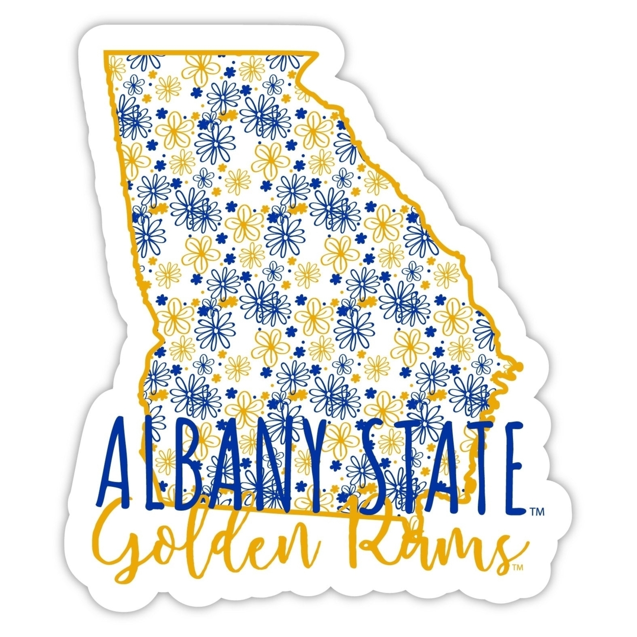 Albany State University Floral State Die Cut Decal 2-Inch