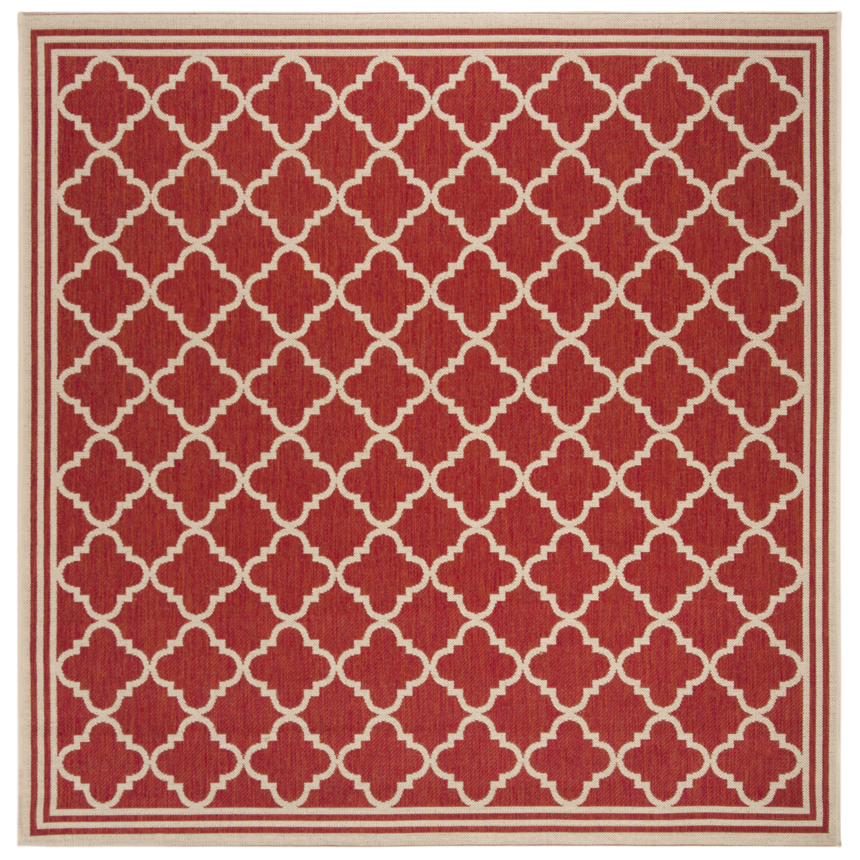 SAFAVIEH Indoor Outdoor BHS121Q Beach House Red / Creme Rug - 6' 7 Square