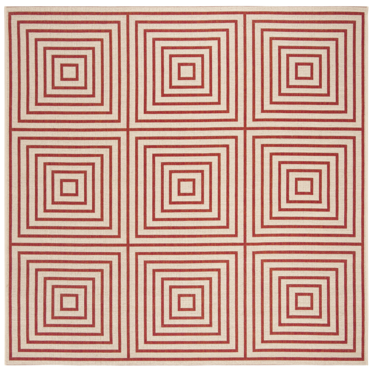 SAFAVIEH Indoor Outdoor BHS123Q Beach House Red / Creme Rug - 6' 7 Square