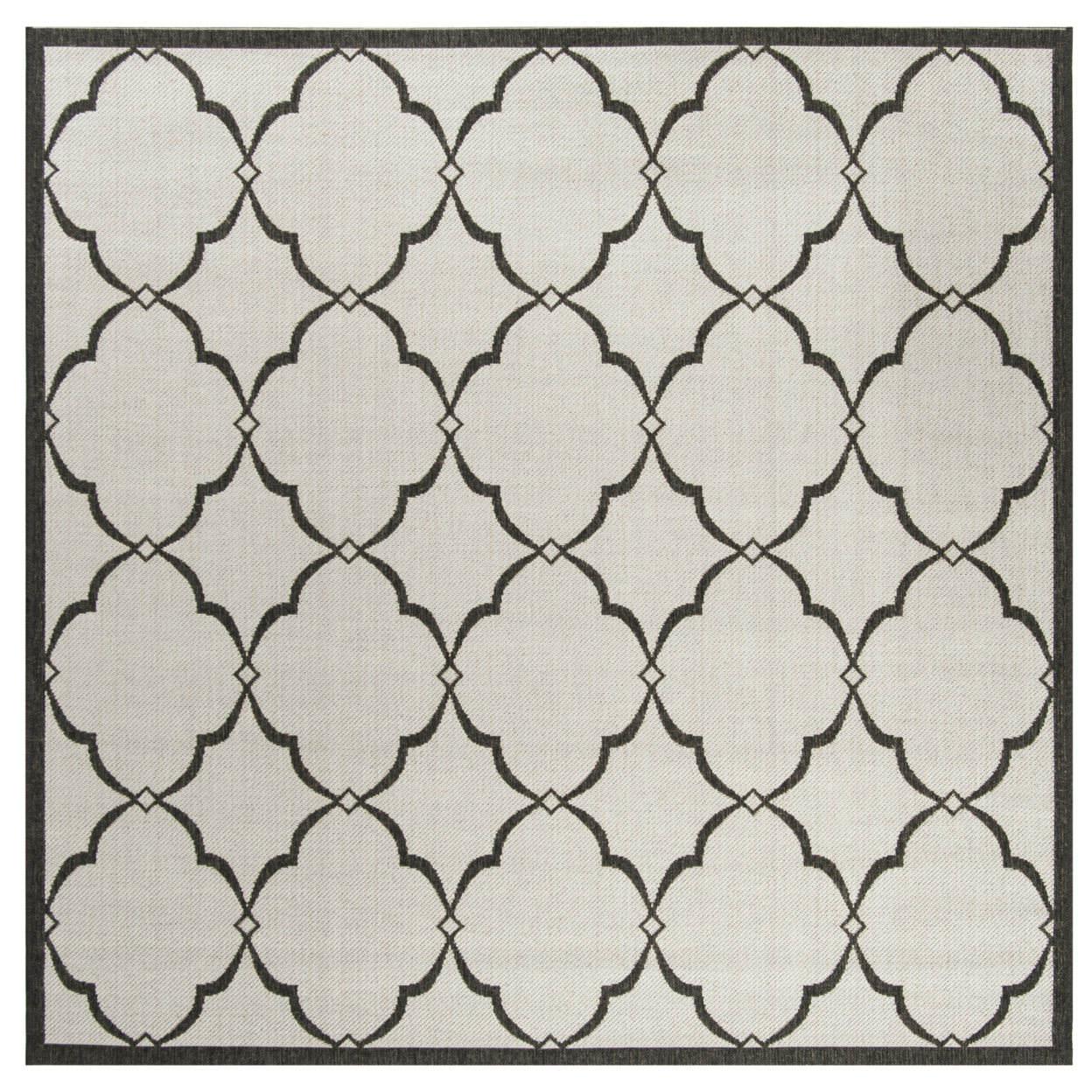 SAFAVIEH Outdoor BHS125A Beach House Lt Grey / Charcoal Rug - 8' Square