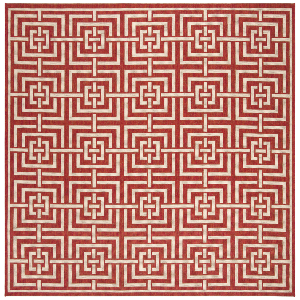 SAFAVIEH Indoor Outdoor BHS128Q Beach House Red / Creme Rug - 6' 7 Square
