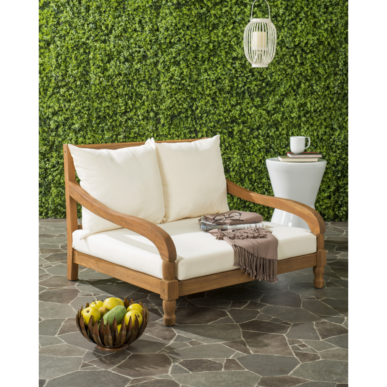 SAFAVIEH Outdoor Collection Pomona Lounger Natural/Beige
