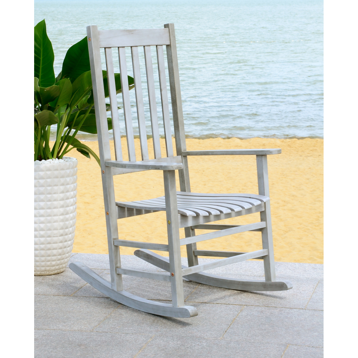 SAFAVIEH Outdoor Collection Shasta Rocking Chair Grey Wash