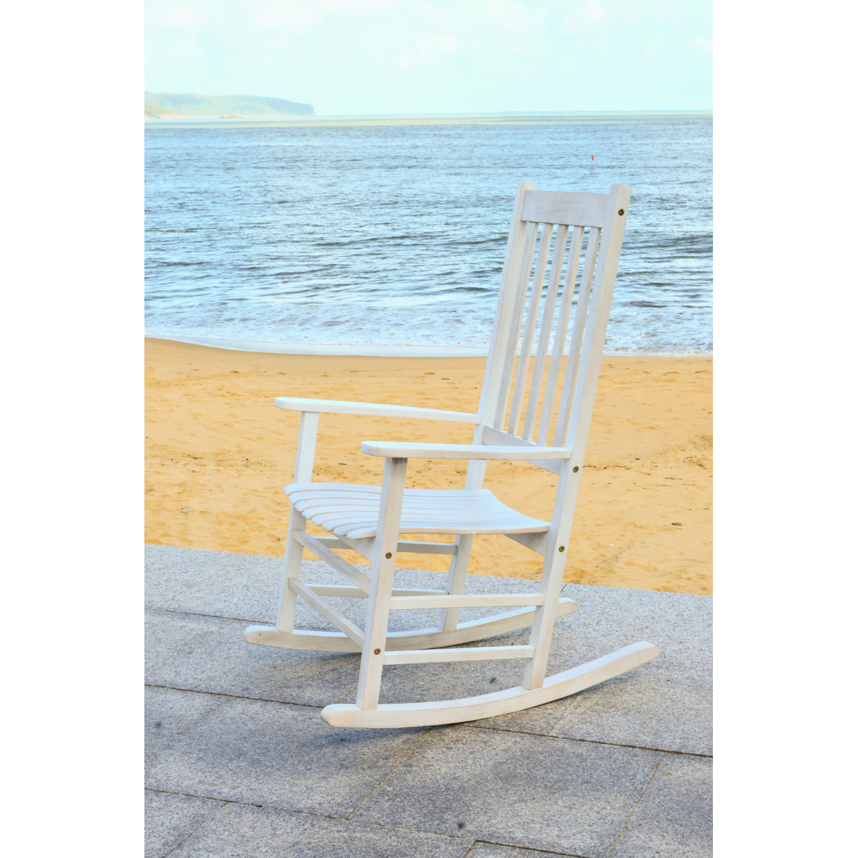 SAFAVIEH Outdoor Collection Shasta Rocking Chair White Wash