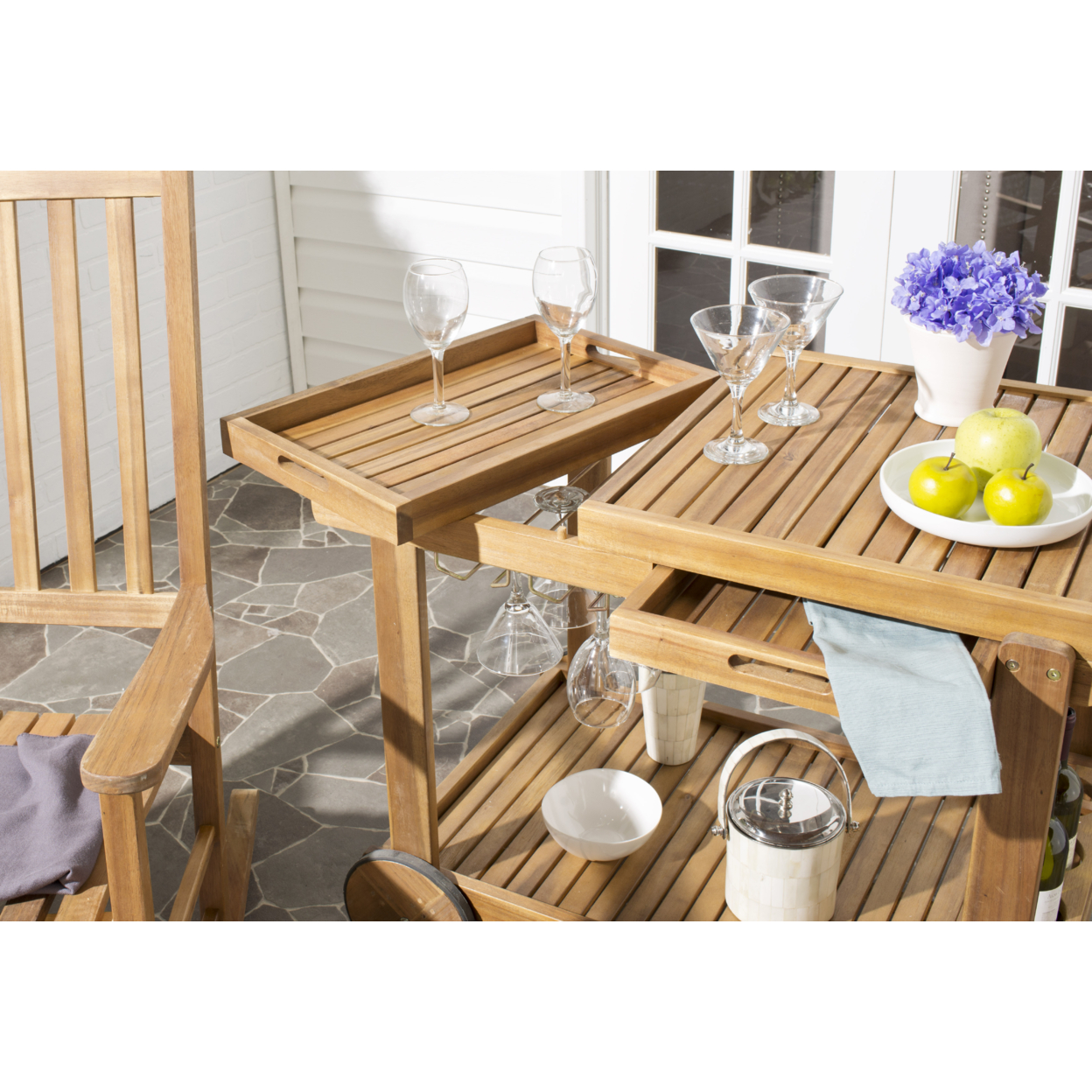 SAFAVIEH Outdoor Collection Orland Tea Trolley Natural
