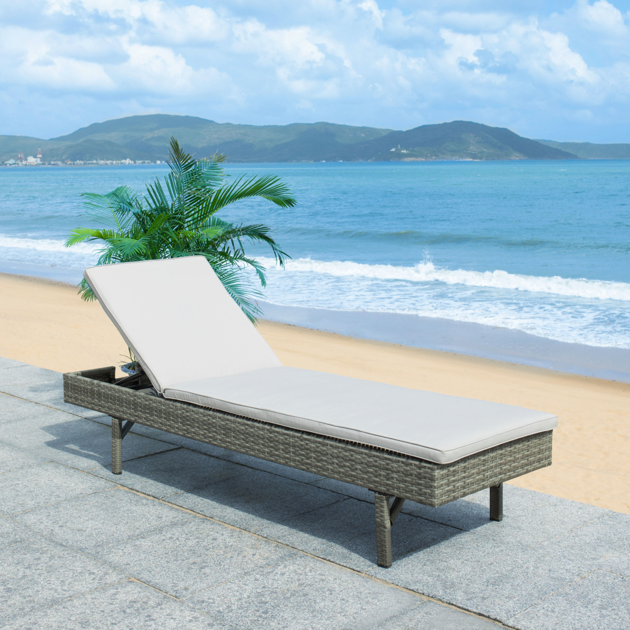 SAFAVIEH Outdoor Collection Cam Chaise Sunlounger Grey/Grey
