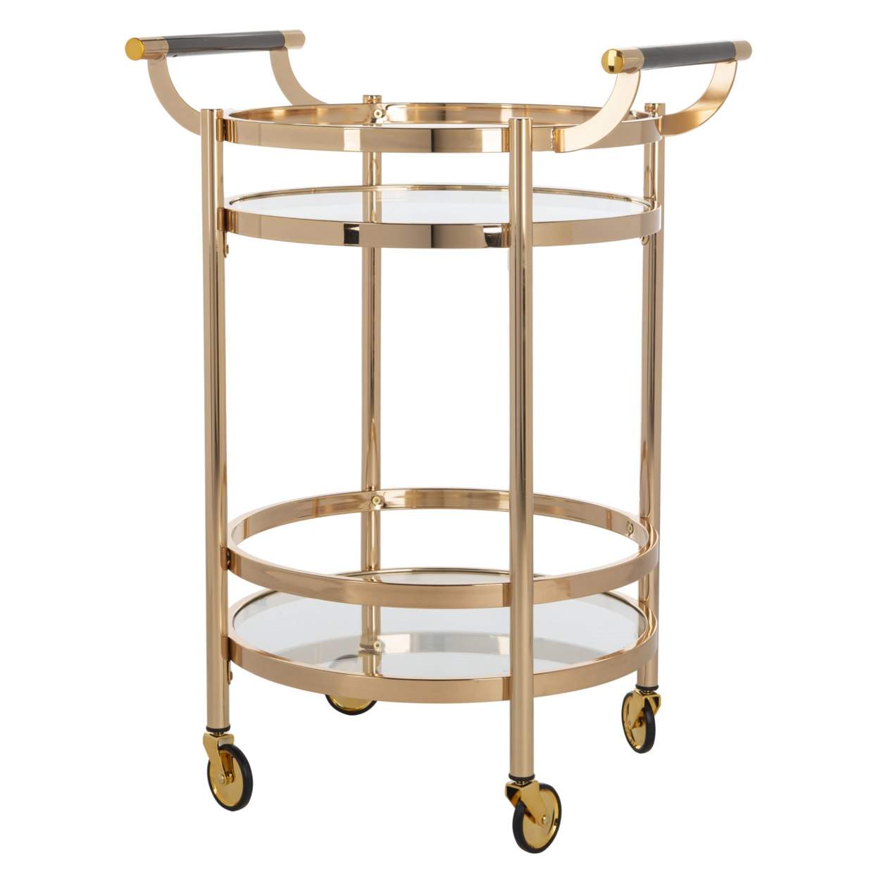 SAFAVIEH Sienna 2-Tier Round Bar Cart Gold / Glass