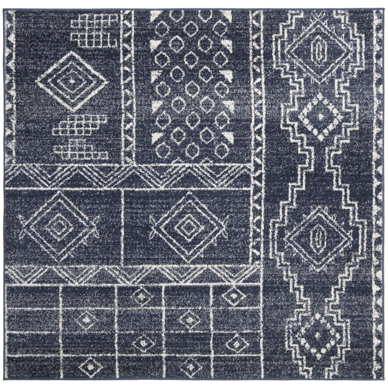 SAFAVIEH Adirondack Collection ADR206N Navy / Silver Rug - 6' Square
