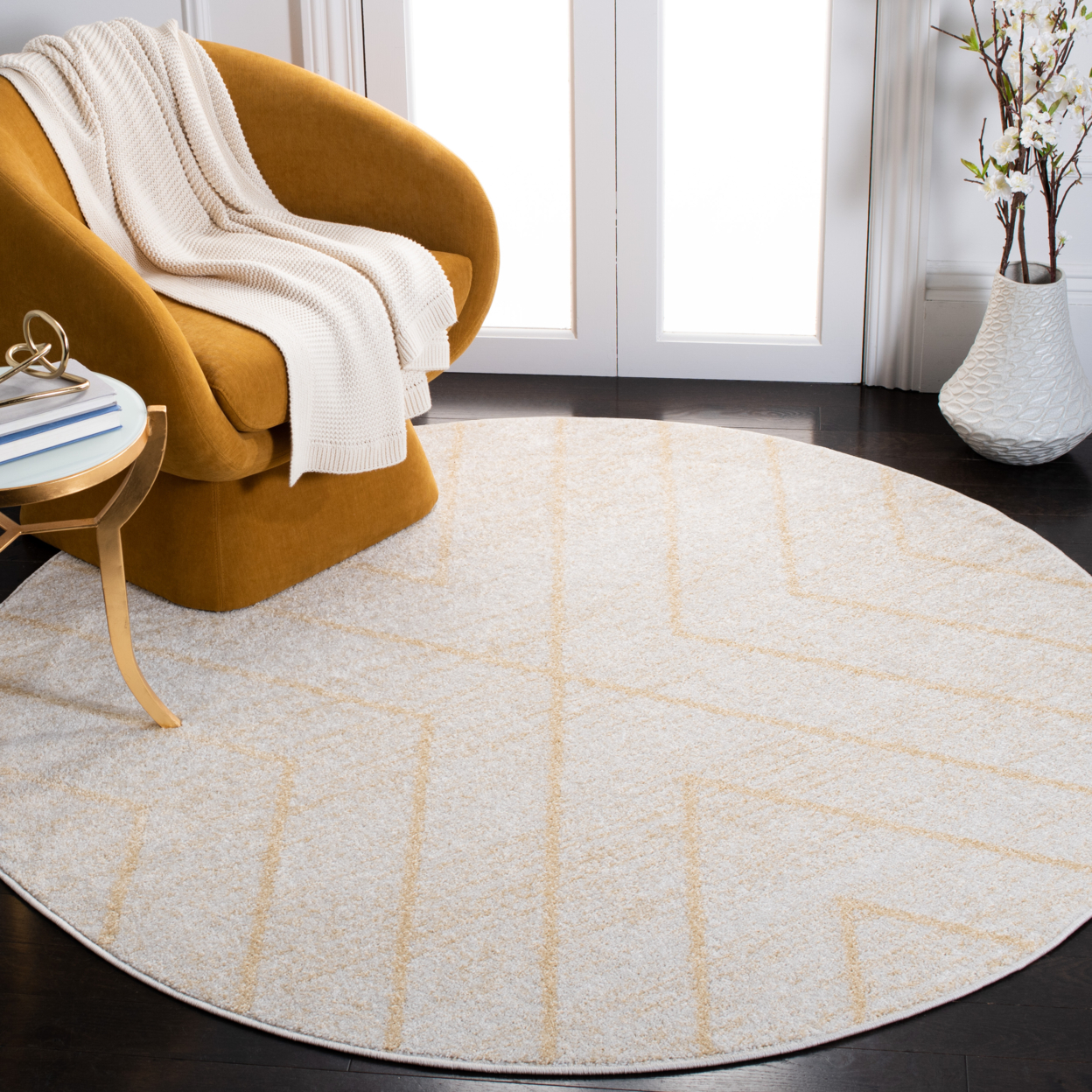 SAFAVIEH Adirondack Collection ADR251D Ivory / Gold Rug - 6' Square