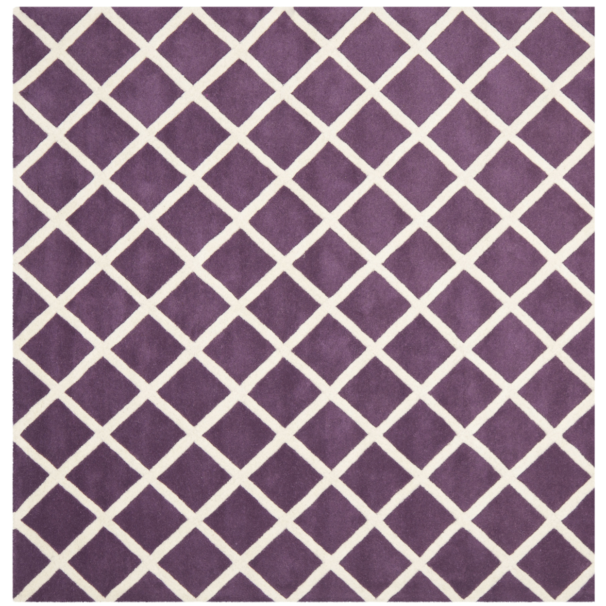 SAFAVIEH Chatham CHT718F Handmade Purple / Ivory Rug - 7' Square