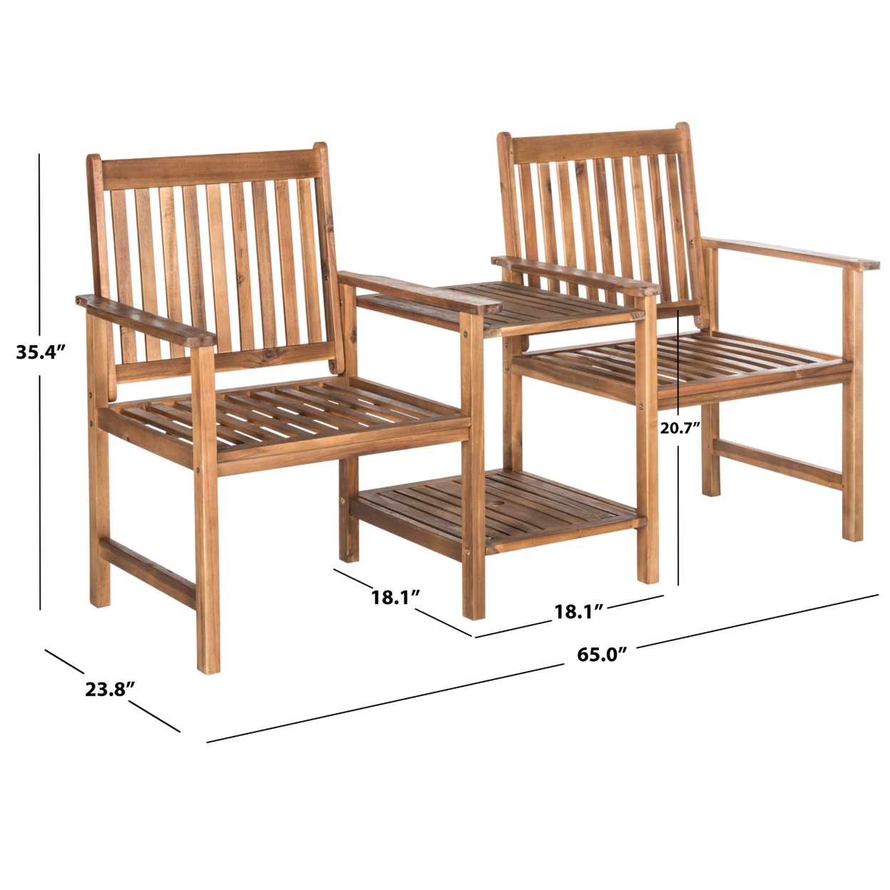 SAFAVIEH Outdoor Collection Brea Twin Seat Bench Natural