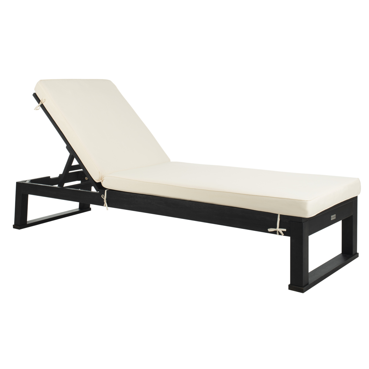 SAFAVIEH Outdoor Collection Solano Chaise Sunlounger Black/Beige