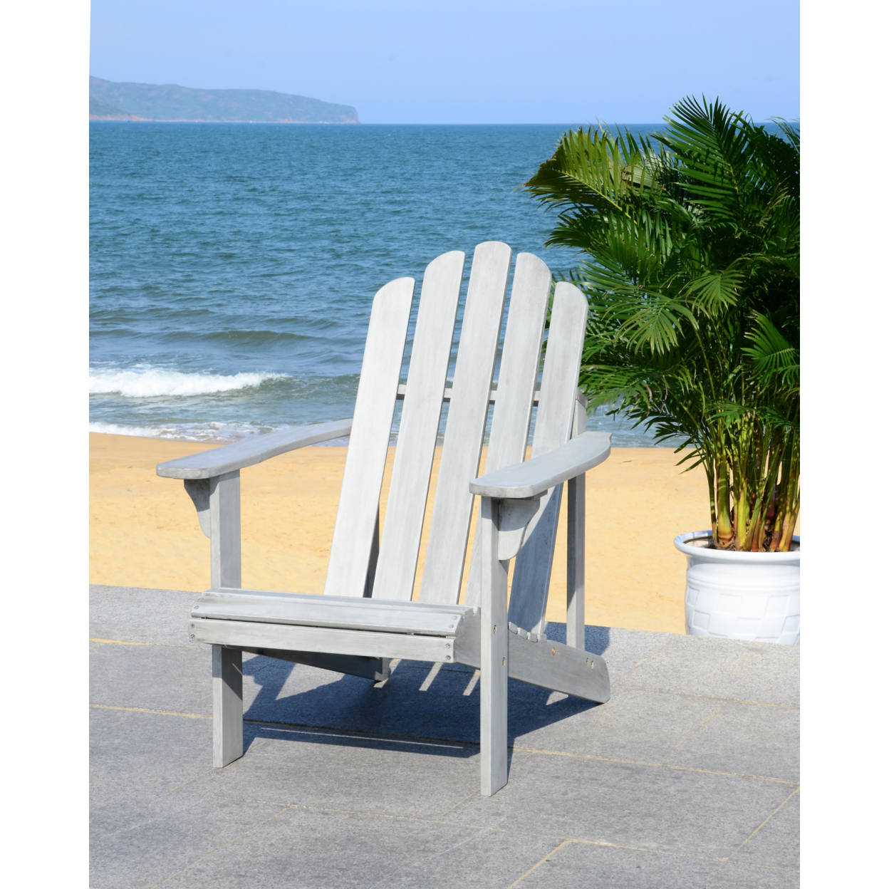 SAFAVIEH Outdoor Collection Topher Adirondack Chair Grey Wash
