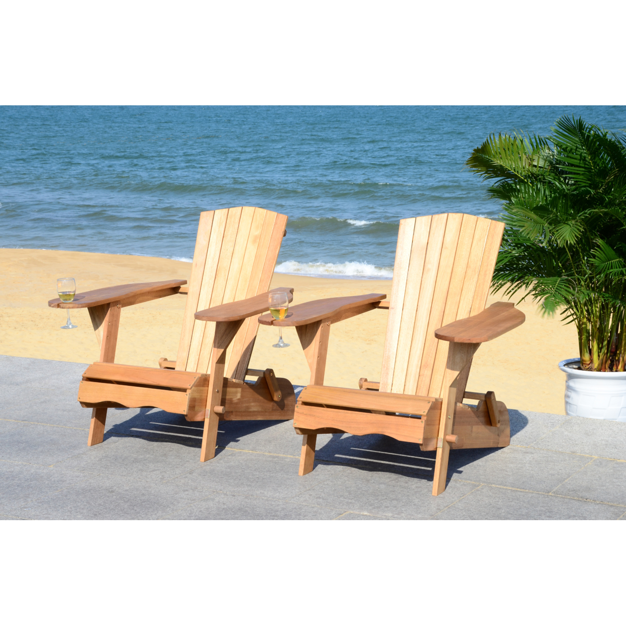 SAFAVIEH Outdoor Collection Breetel Set Of 2 Adirondack Chairs Natural