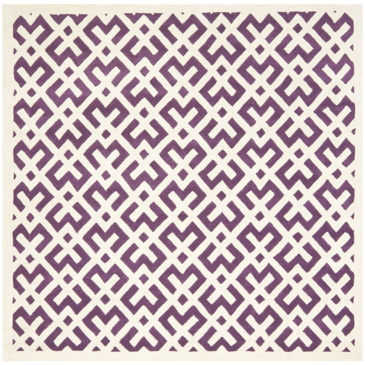 SAFAVIEH Chatham CHT719F Handmade Purple / Ivory Rug - 7' Square