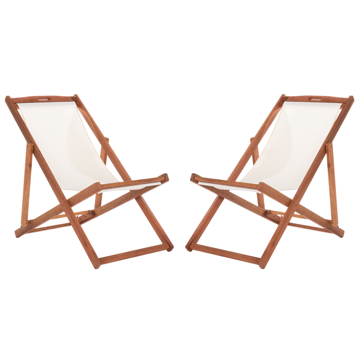 SAFAVIEH Outdoor Collection Loren Foldable Sling Chair Natural/Beige