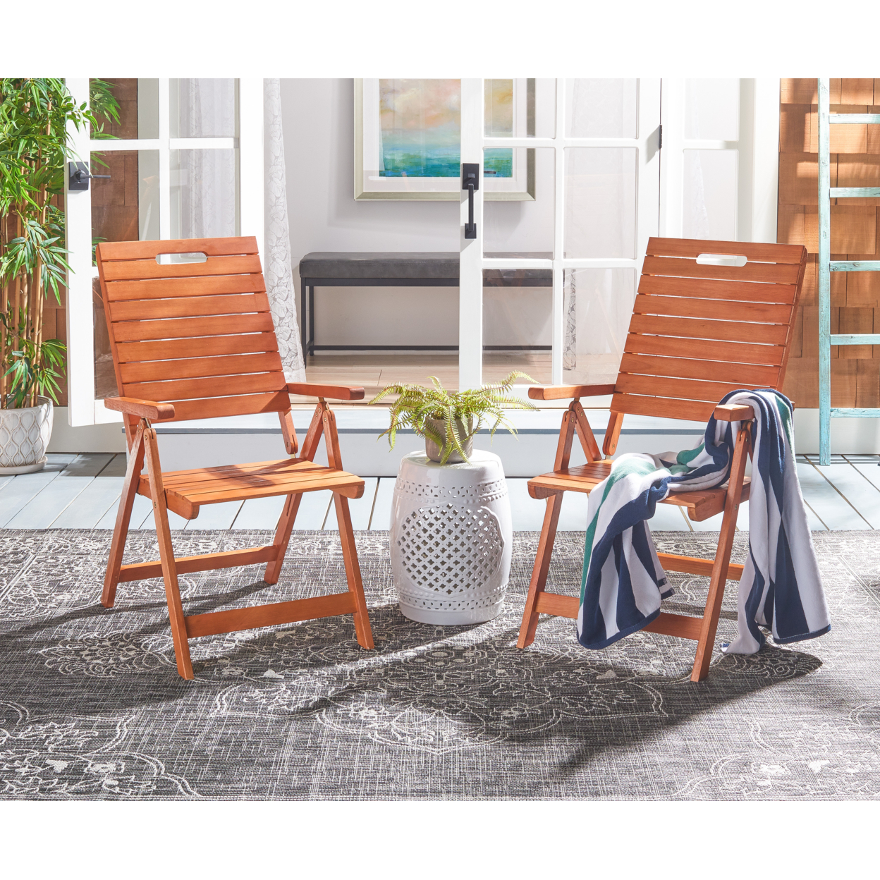 SAFAVIEH Outdoor Collection Rence Folding Chair Natural