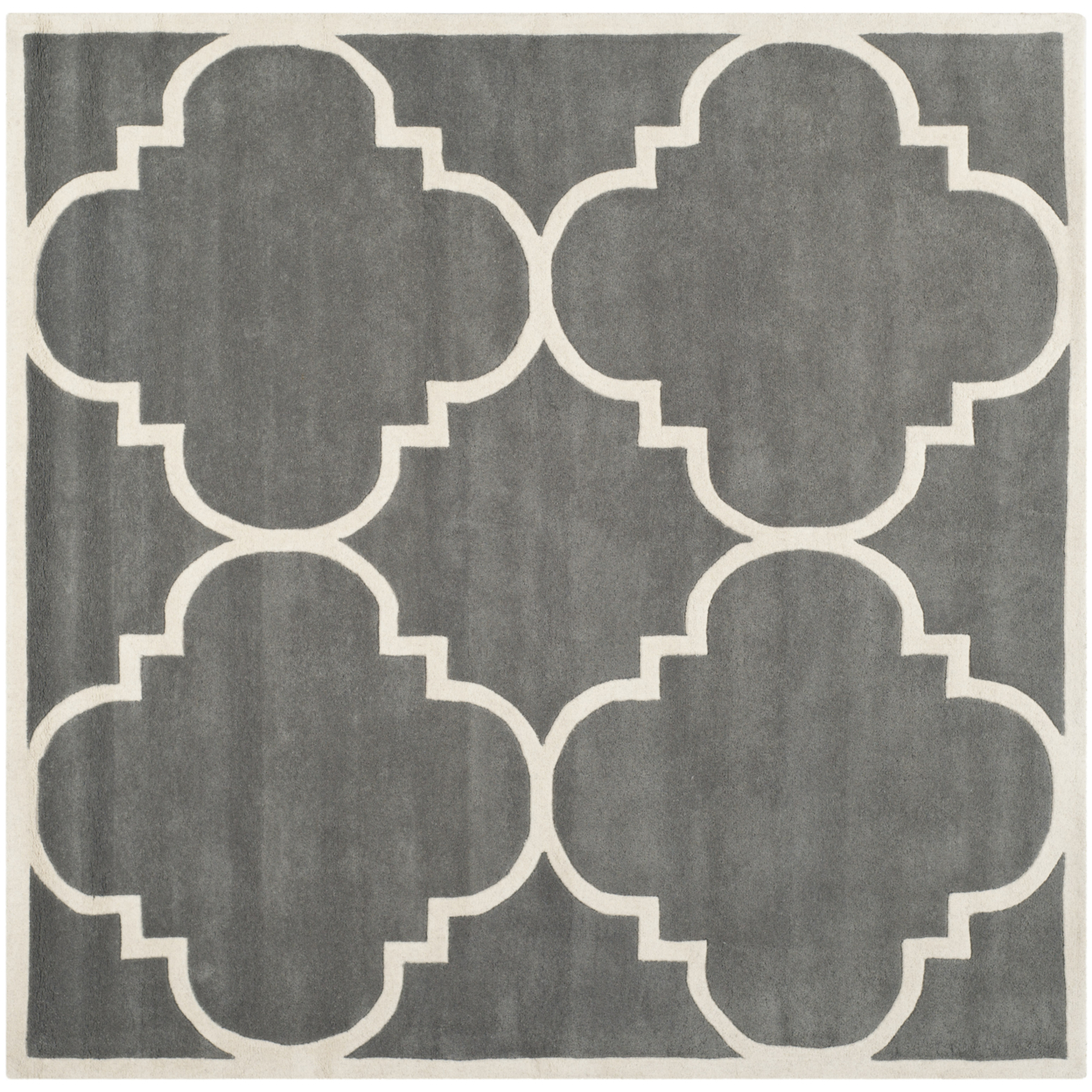 SAFAVIEH Chatham CHT730D Handmade Dark Grey / Ivory Rug - 7' Square