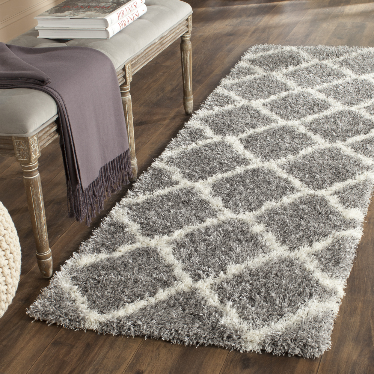 SAFAVIEH Montreal Shag Collection SGM866D Grey/Ivory Rug - 6' 7 X 9' 6