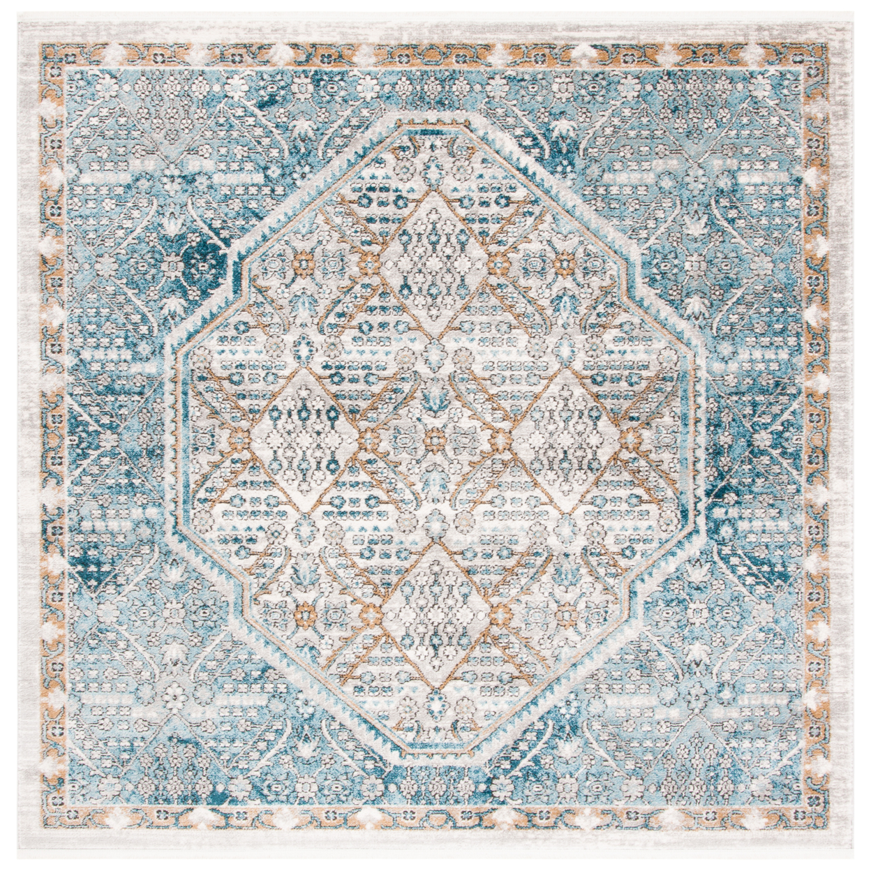 SAFAVIEH Shivan Collection SHV714N Blue / Grey Rug - 6-7 X 6-7 Square