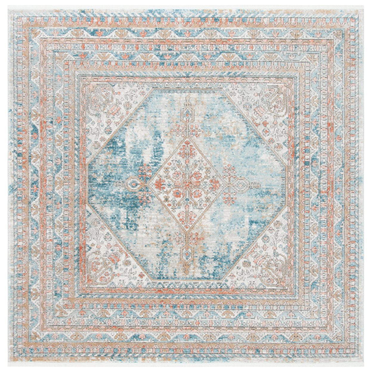 SAFAVIEH Shivan Collection SHV725M Blue / Grey Rug - 6-7 X 6-7 Square