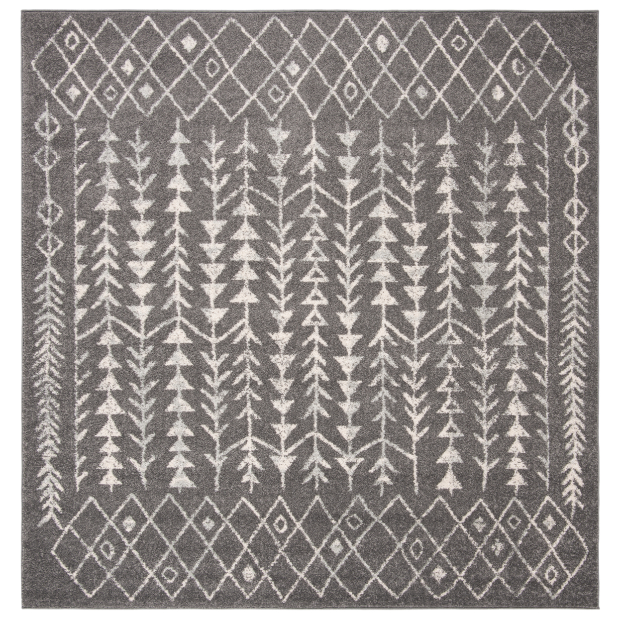 SAFAVIEH Tulum Collection TUL262F Dark Grey / Ivory Rug - 6'-7 X 6'-7 Square