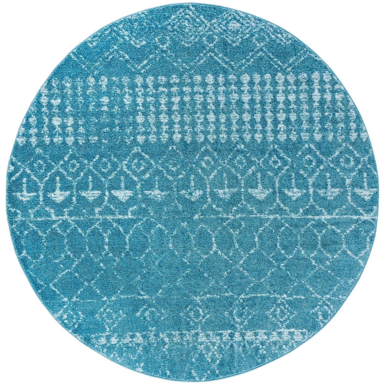 SAFAVIEH Tulum Collection TUL229M Turquoise / Blue Rug - 6-7 X 6-7 Round