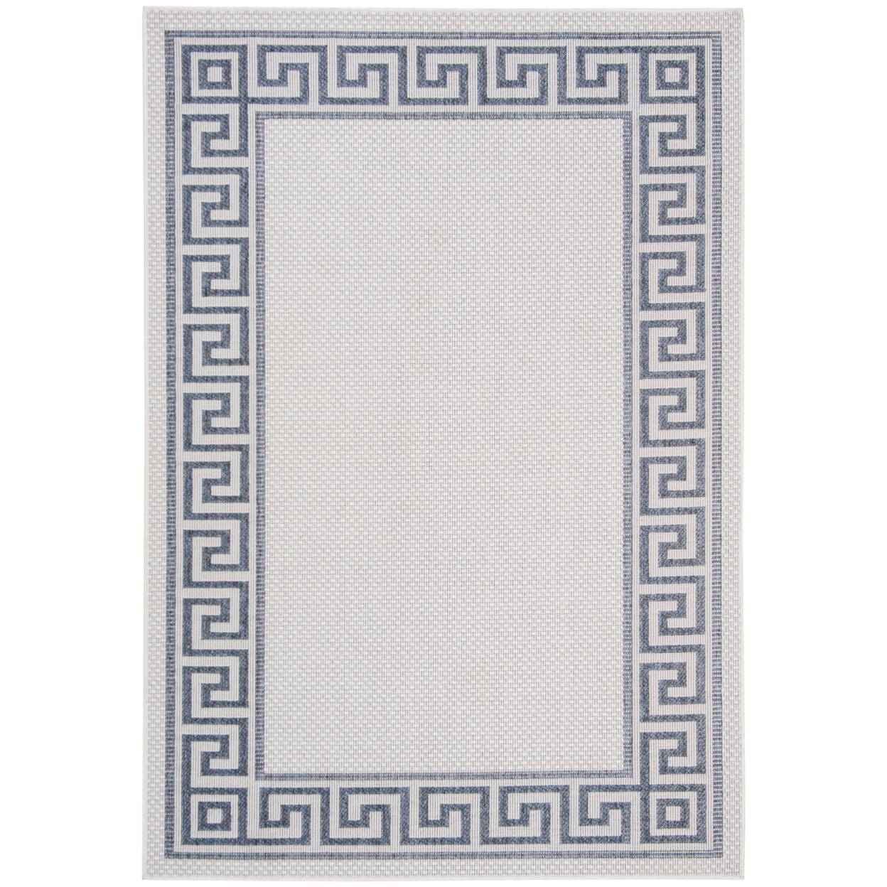 SAFAVIEH Outdoor BMU820A Bermuda Collection Ivory / Blue Rug - 6' 7 X 9' 2
