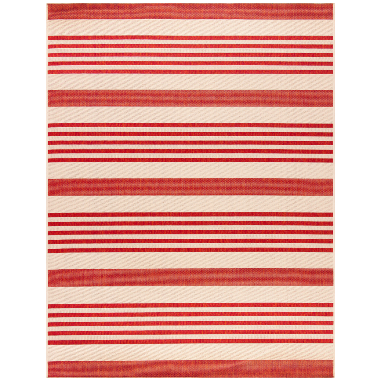SAFAVIEH Indoor Outdoor BHS222Q Beach House Beige / Red Rug - 4' Square