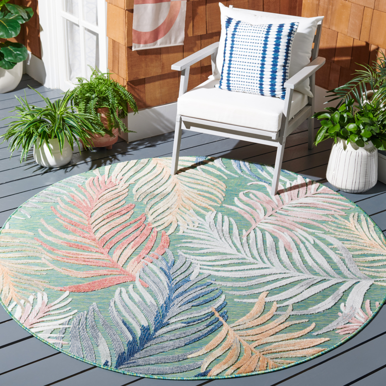 SAFAVIEH Outdoor CBN445Y Cabana Collection Green / Rust Rug - 4' X 6'