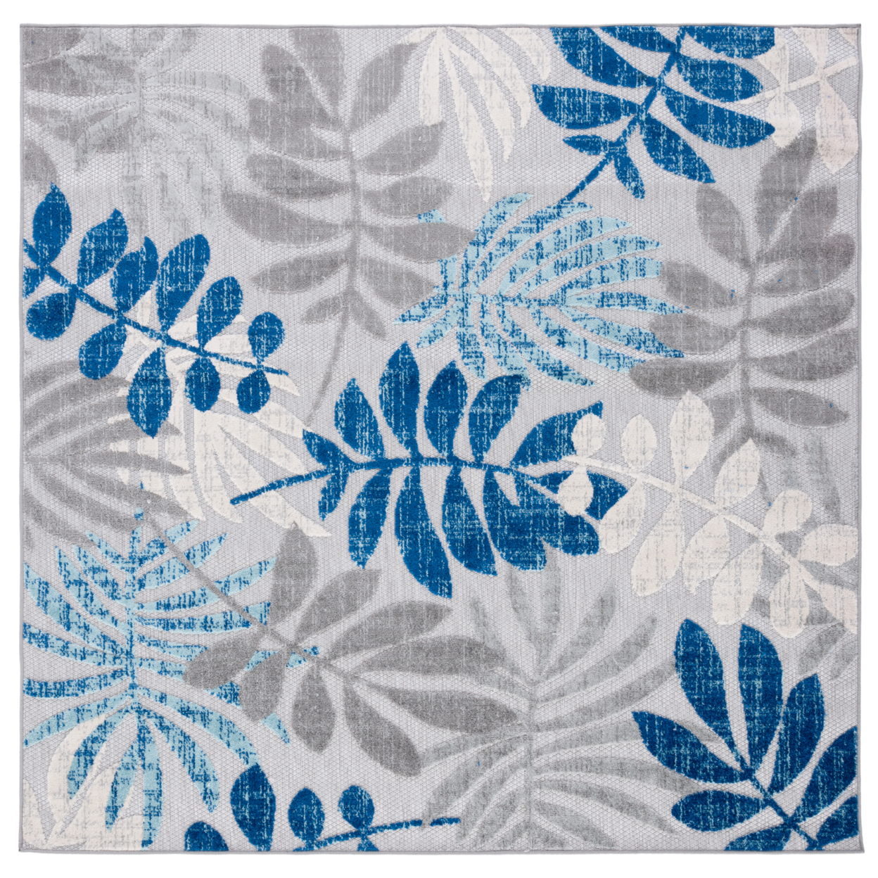 SAFAVIEH Outdoor CBN814F Cabana Collection Grey / Blue Rug - 6' 7 Square