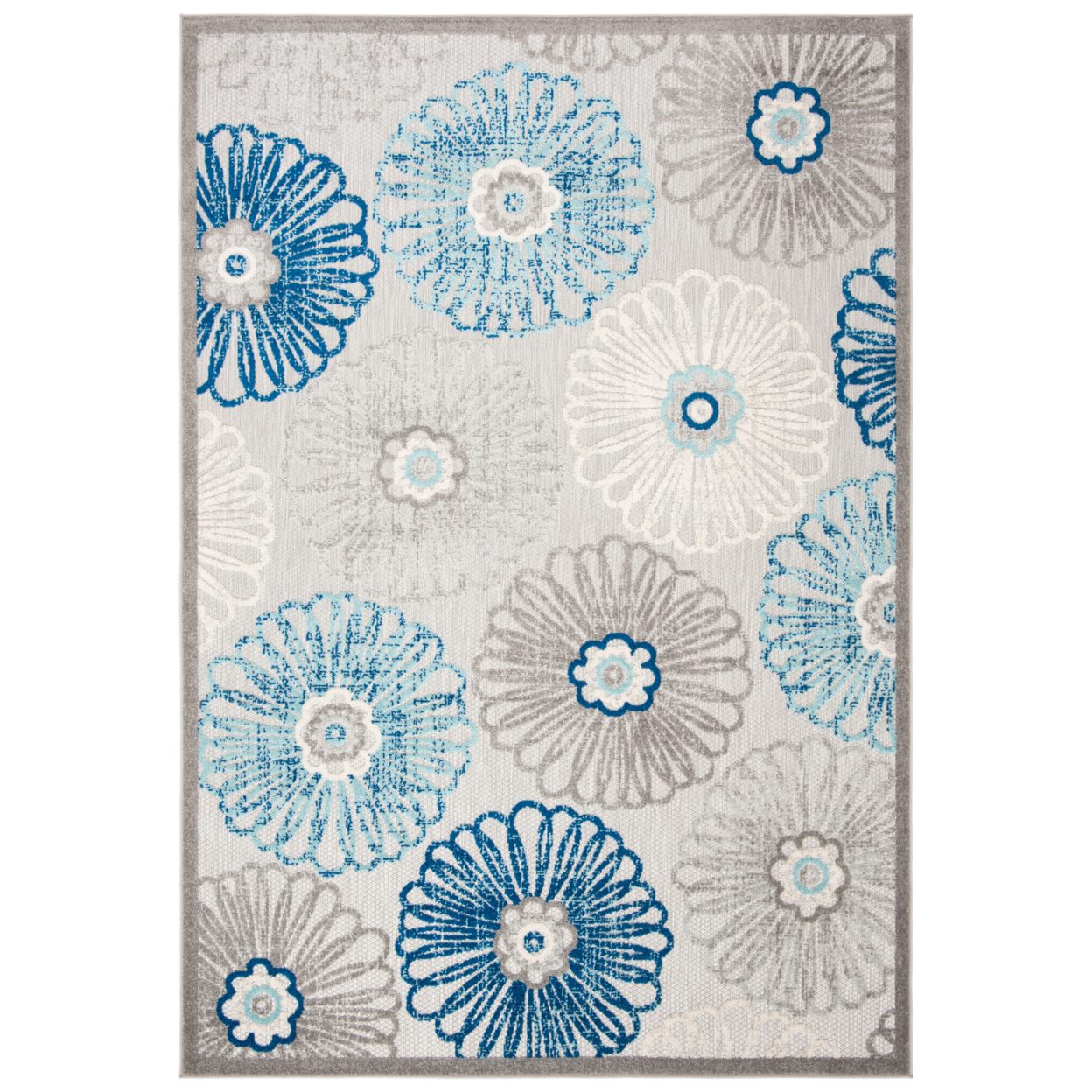 SAFAVIEH Outdoor CBN801F Cabana Collection Grey / Blue Rug - 5' 3 Square