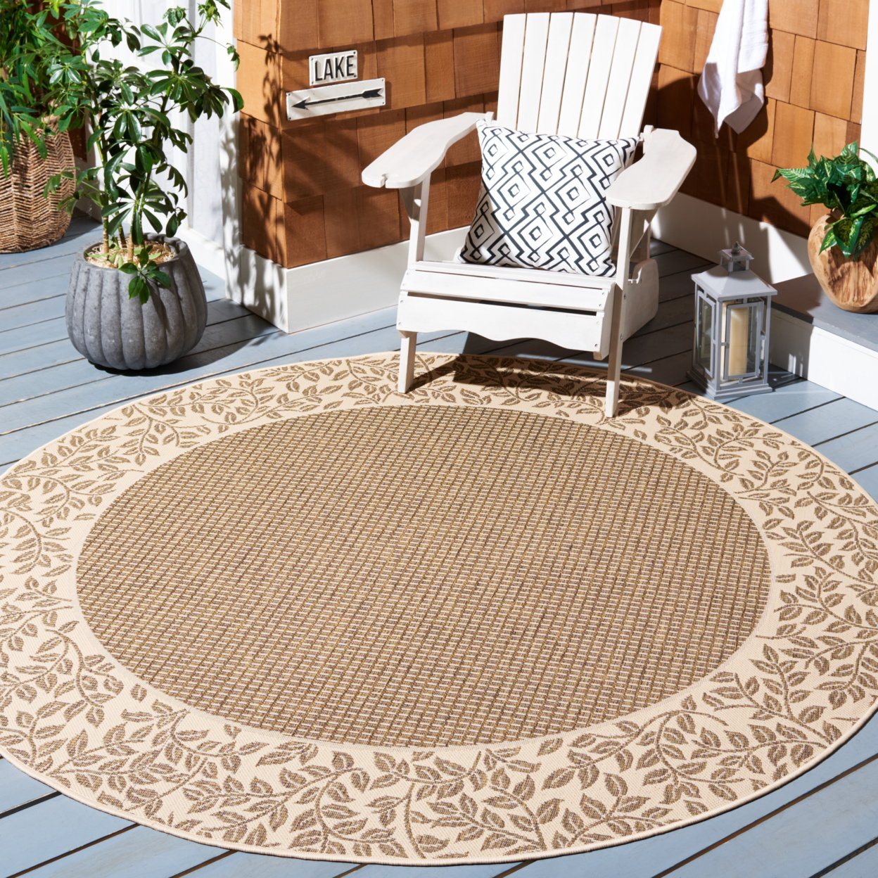 SAFAVIEH Outdoor CY0727-3009 Courtyard Brown / Natural Rug - 6' 7 X 9' 6