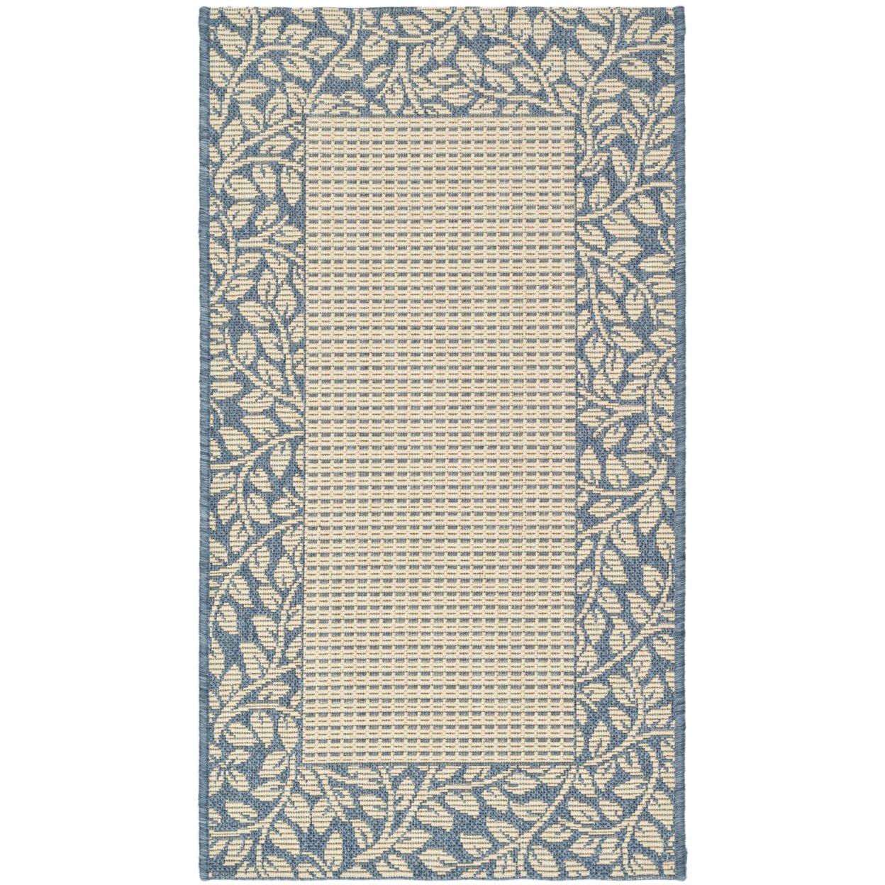 SAFAVIEH Outdoor CY0727-3101 Courtyard Natural / Blue Rug - 6' 7 Square