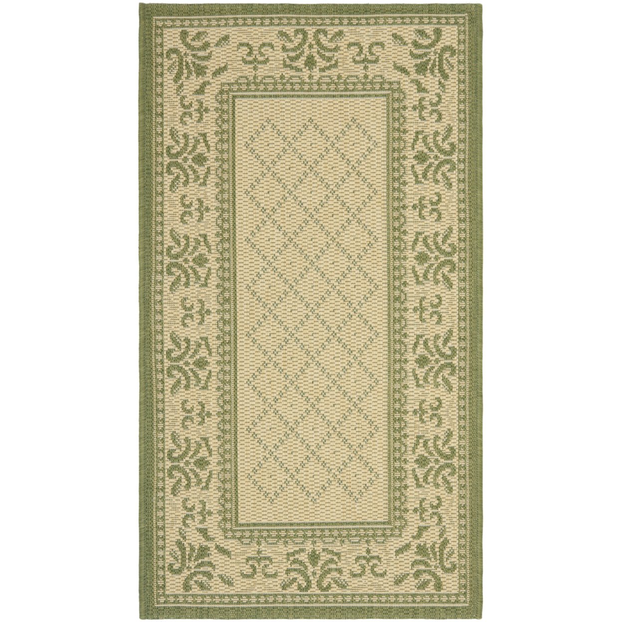 SAFAVIEH Outdoor CY0901-1E01 Courtyard Natural / Olive Rug - 2' 3 X 6' 7