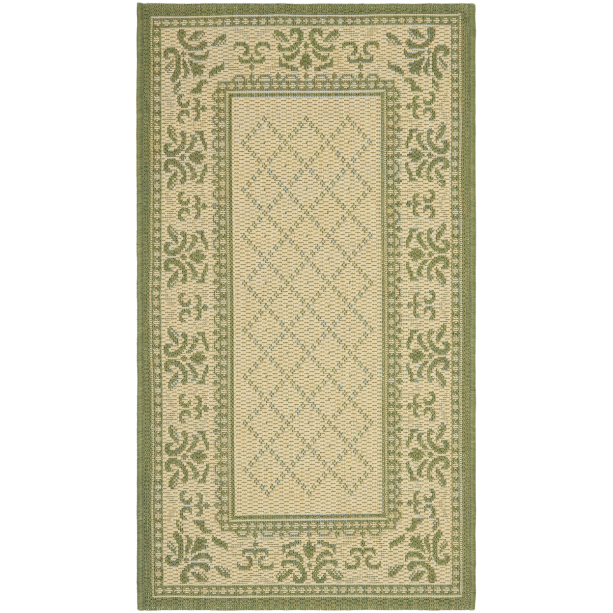SAFAVIEH Outdoor CY0901-1E01 Courtyard Natural / Olive Rug - 7' 10 Square