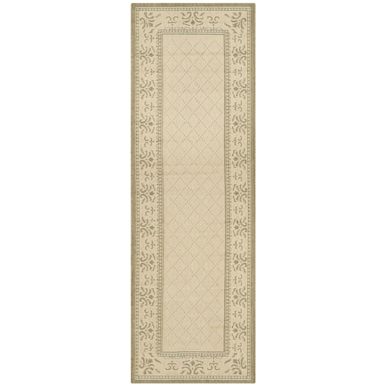 SAFAVIEH Outdoor CY0901-1E01 Courtyard Natural / Olive Rug - 2' 3 X 6' 7