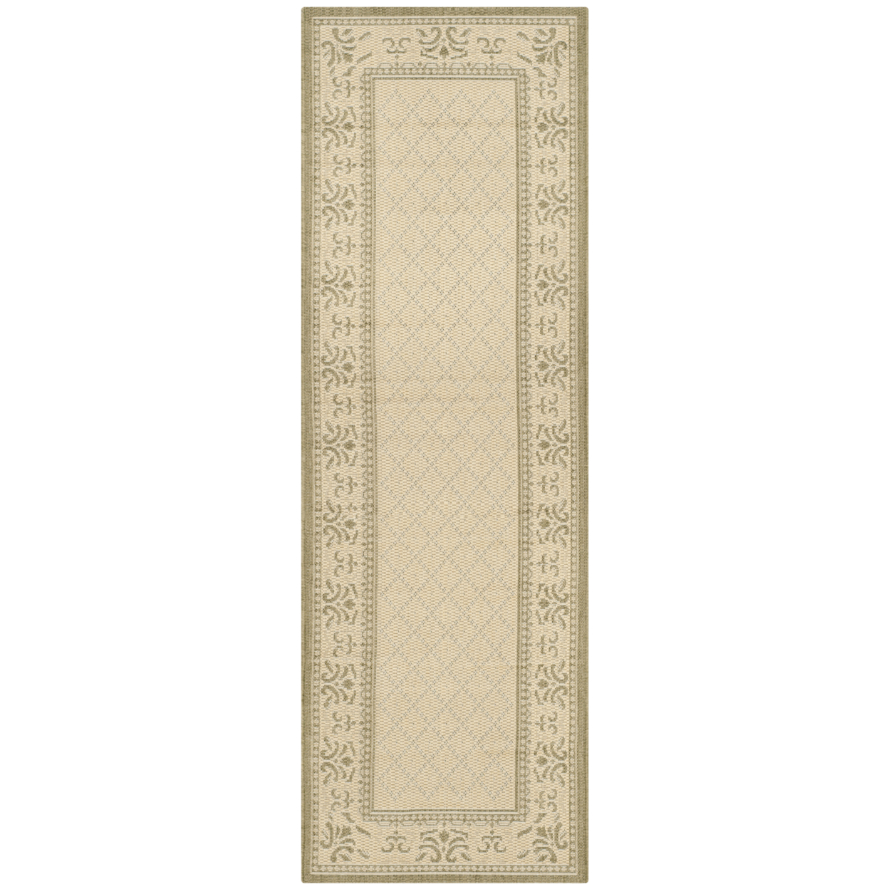 SAFAVIEH Outdoor CY0901-1E01 Courtyard Natural / Olive Rug - 2' 3 X 10'