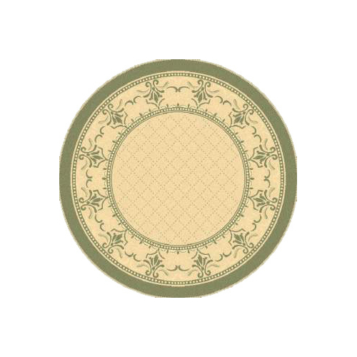 SAFAVIEH Outdoor CY0901-1E01 Courtyard Natural / Olive Rug - 6' 7 Round