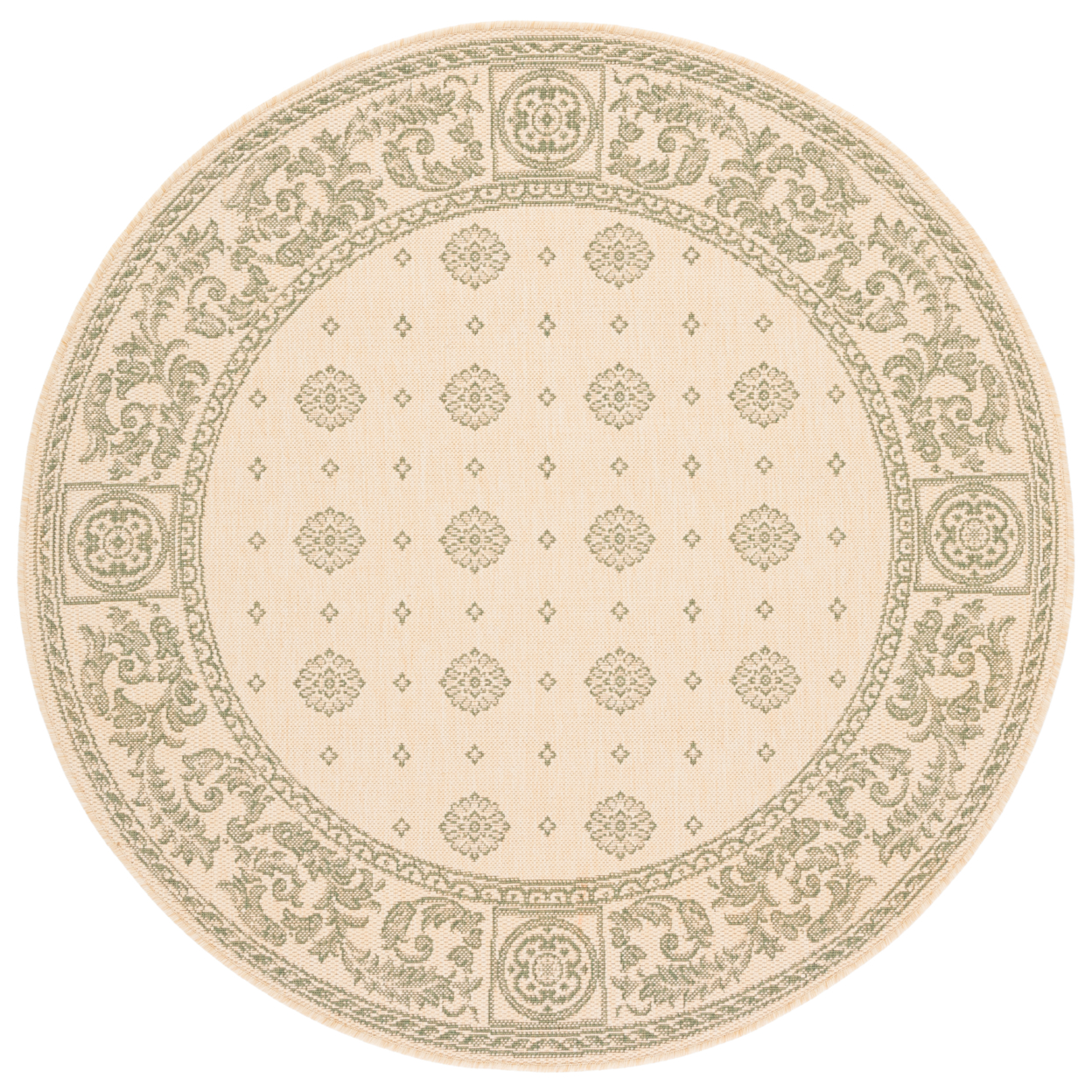 SAFAVIEH Outdoor CY1356-1E01 Courtyard Natural / Olive Rug - 6' 7 Round