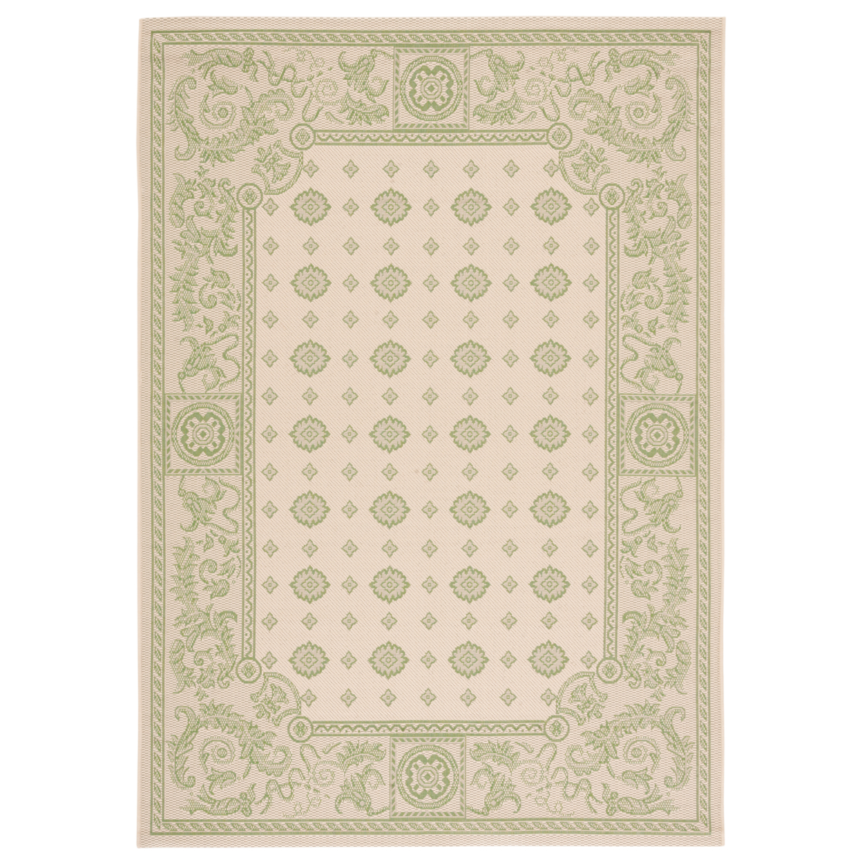 SAFAVIEH Outdoor CY1356-1E01 Courtyard Natural / Olive Rug - 5' 3 X 7' 7