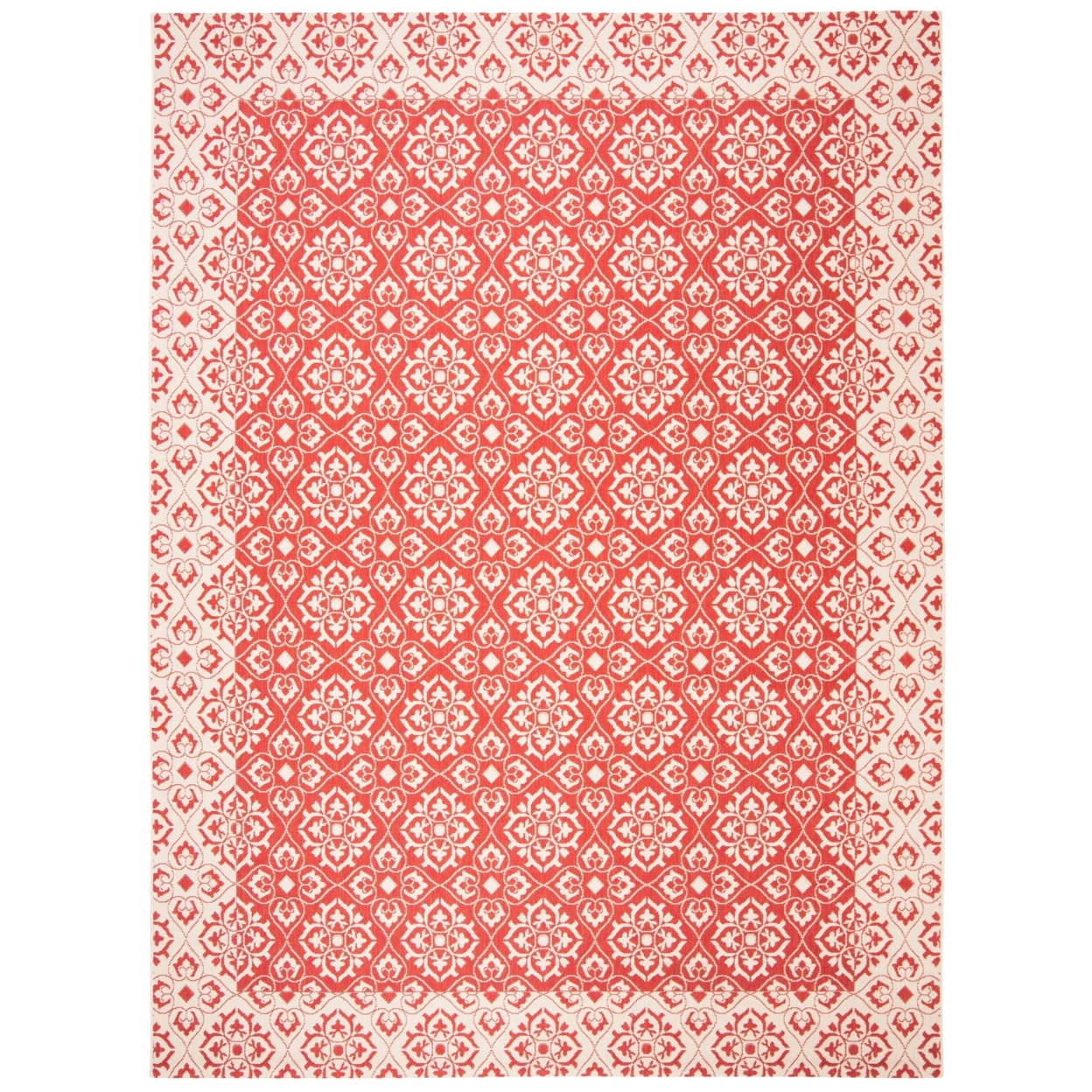 SAFAVIEH Outdoor CY6550-28 Courtyard Collection Red / Creme Rug - 8' X 11'