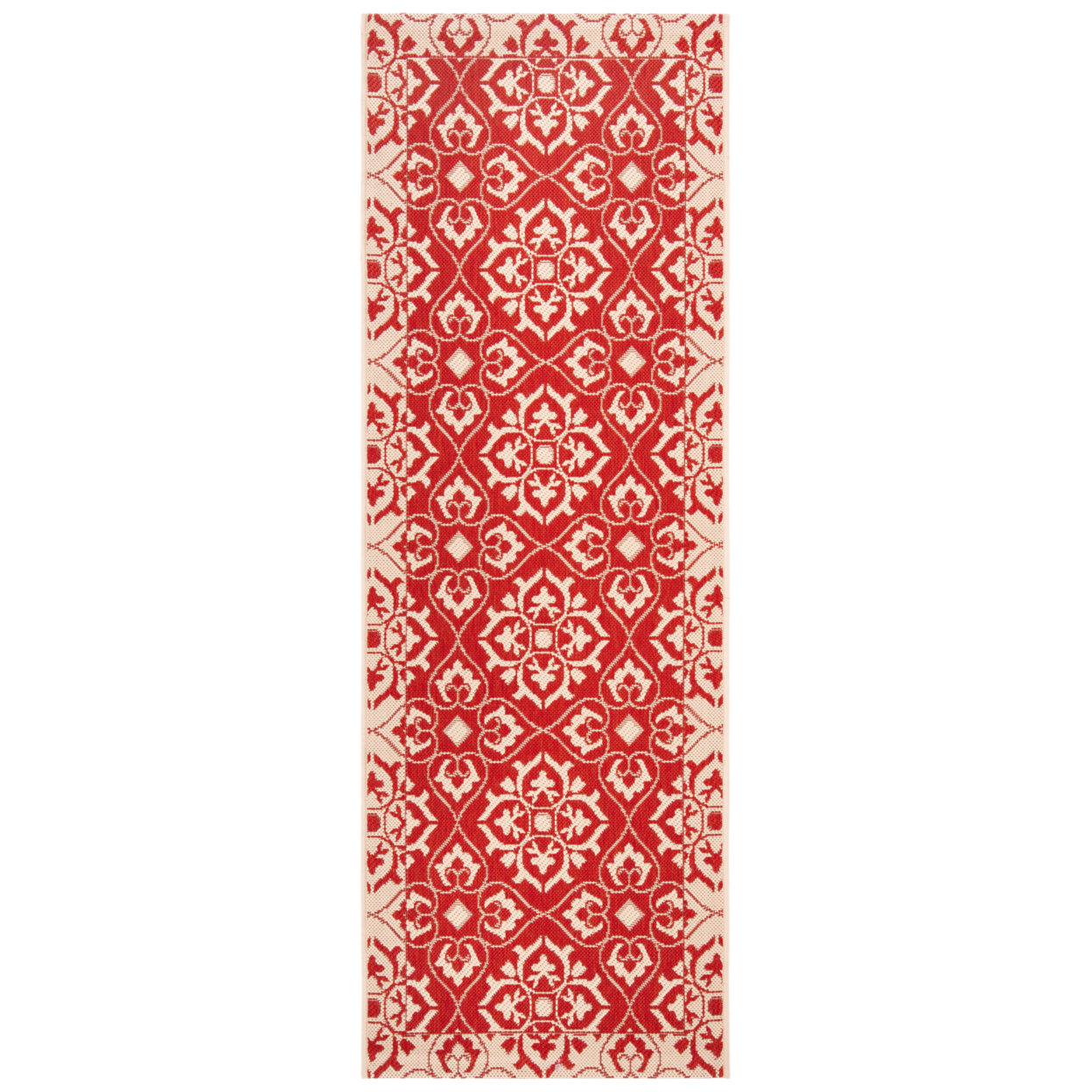 SAFAVIEH Outdoor CY6550-28 Courtyard Collection Red / Creme Rug - 2'-3 X 6'-7