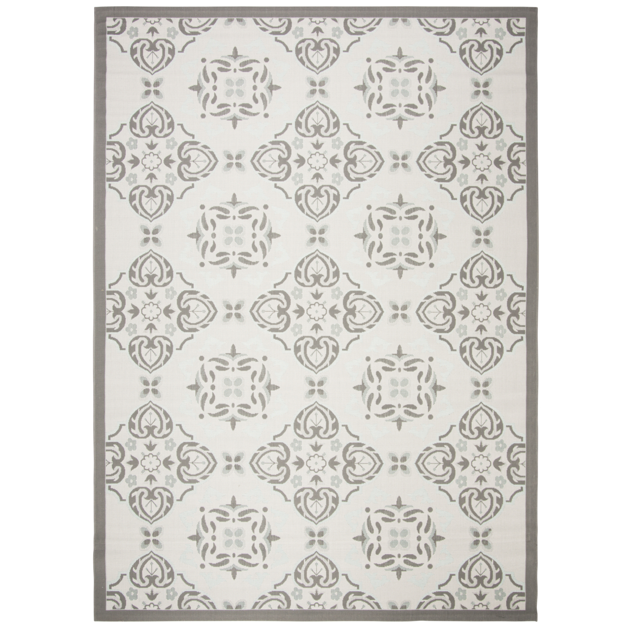 SAFAVIEH Outdoor CY7978-78A18 Courtyard Lt Grey / Anthracite Rug - 4' X 5'-7