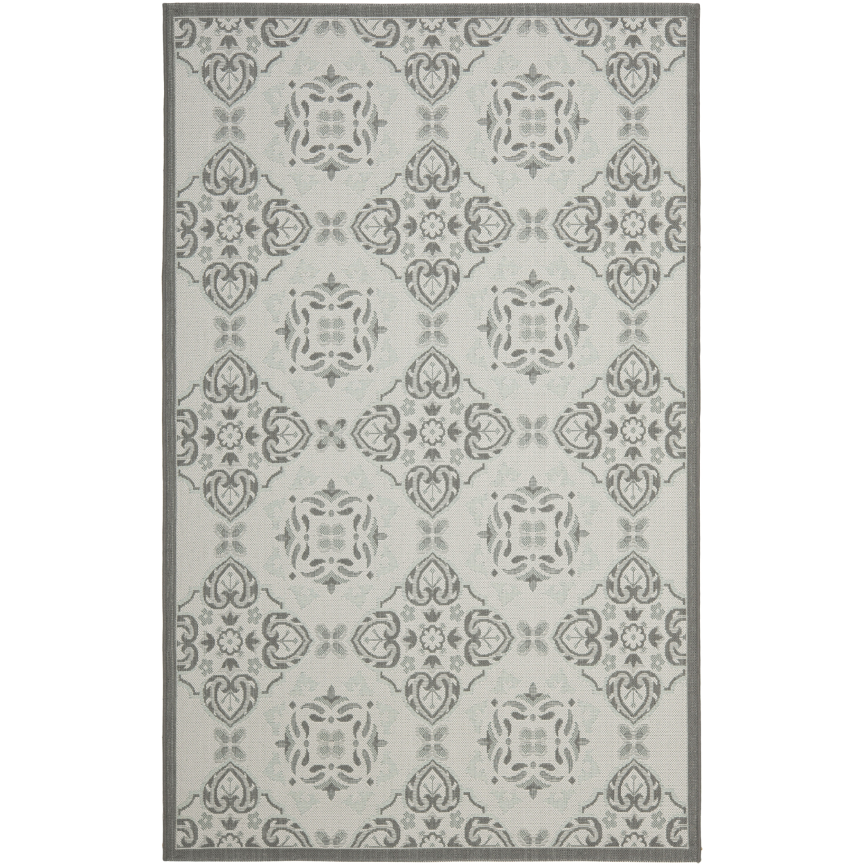 SAFAVIEH Outdoor CY7978-78A18 Courtyard Lt Grey / Anthracite Rug - 5'-3 X 7'-7