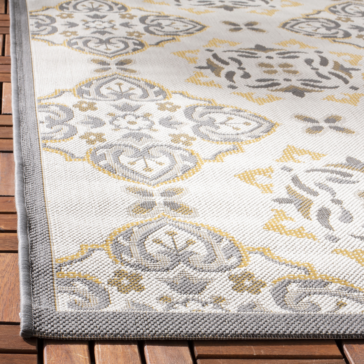 SAFAVIEH Outdoor CY7978-78A21 Courtyard Anthracite / Lt Grey Rug - 8' X 11'