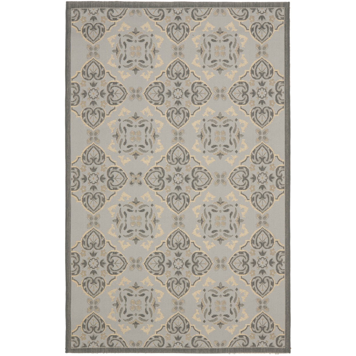 SAFAVIEH Outdoor CY7978-78A21 Courtyard Anthracite / Lt Grey Rug - 4' X 5'-7