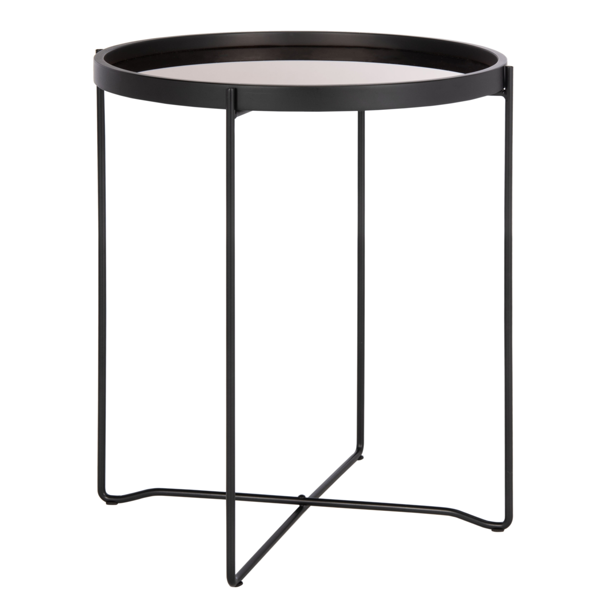 SAFAVIEH Ruby Small Round Tray Top Accent Table Rose Gold / Black